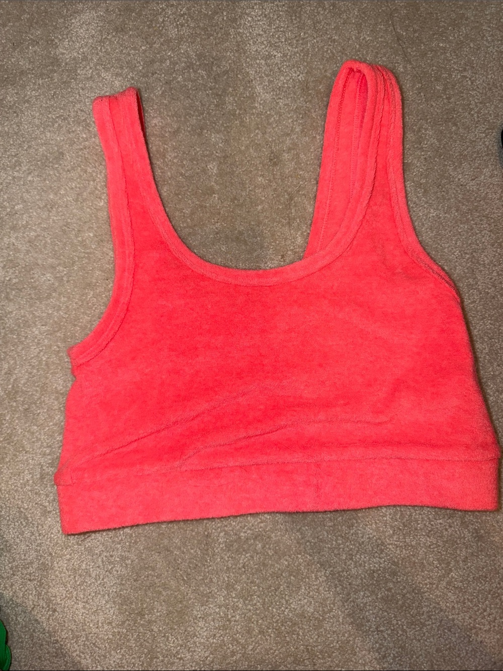 aerie Coral-Red Terry Crop Tank
